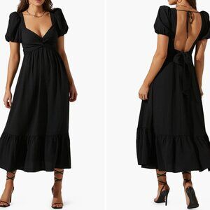 Tie Back Puff Sleeve Midi Dress ASTR the Label